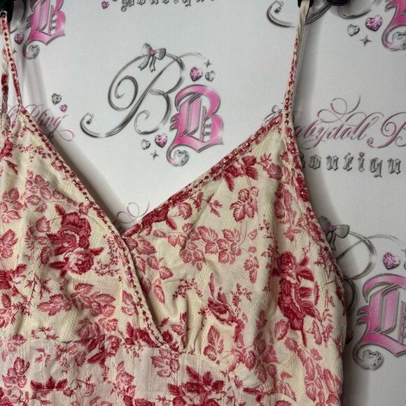 Addition Elle tank top sparkly embroidered beads floral flowers red cream cute - Picture 9 of 13